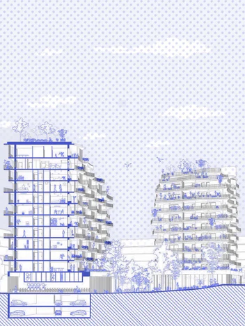 Styled section, cool blue palette