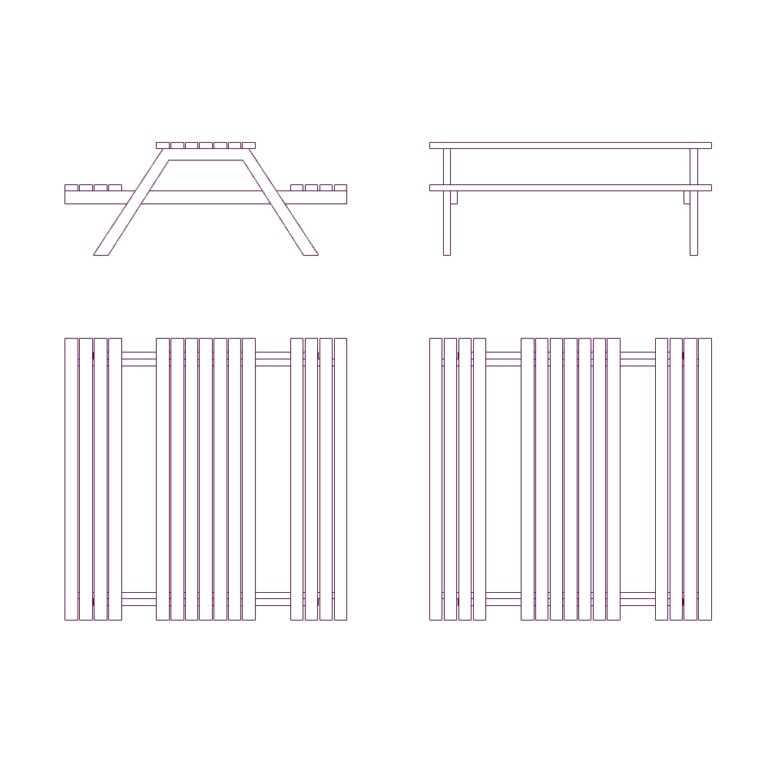 Picnic Table CAD Block (Free DWG Download)