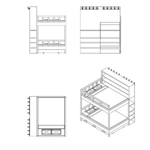 children bed drawing, two tier bed cad, bedroom furniture file