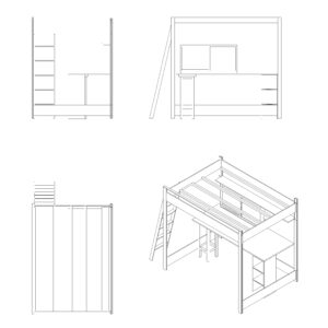Kids Loft Bed With Desk Free DWG Download