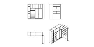walk-in closet plan, bedroom storage cad, closet elevation dwg
