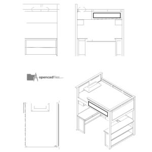 Loft Bed Workstation Free DWG Download