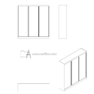 Three Door Sliding Wardrobe Free DWG Download