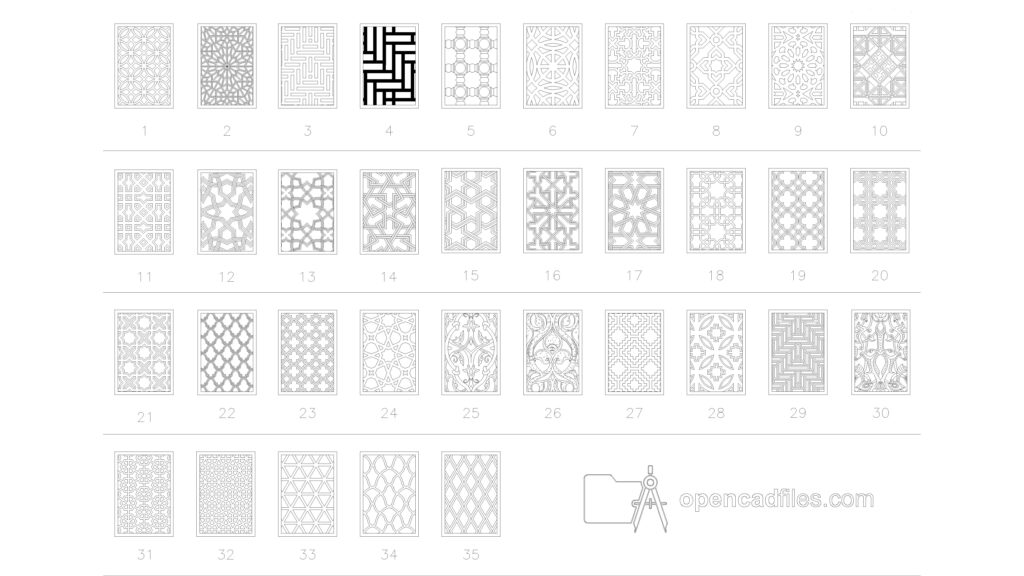 Decorative Screen Patterns Free DWG Download
