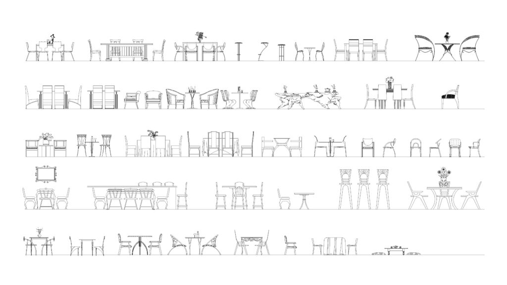 Free Dining Table Sets DWG Download