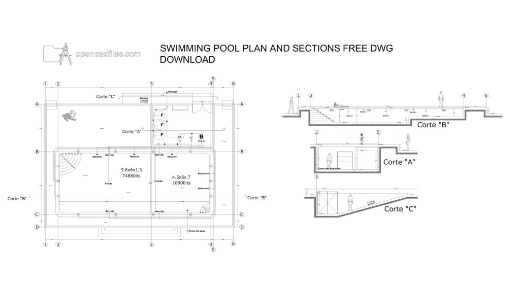 Swimming Pool Plan Free DWG Download