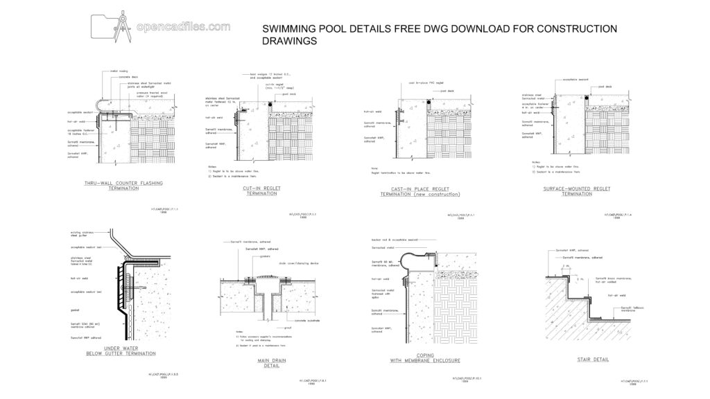 Swimming Pool Details Free DWG Download