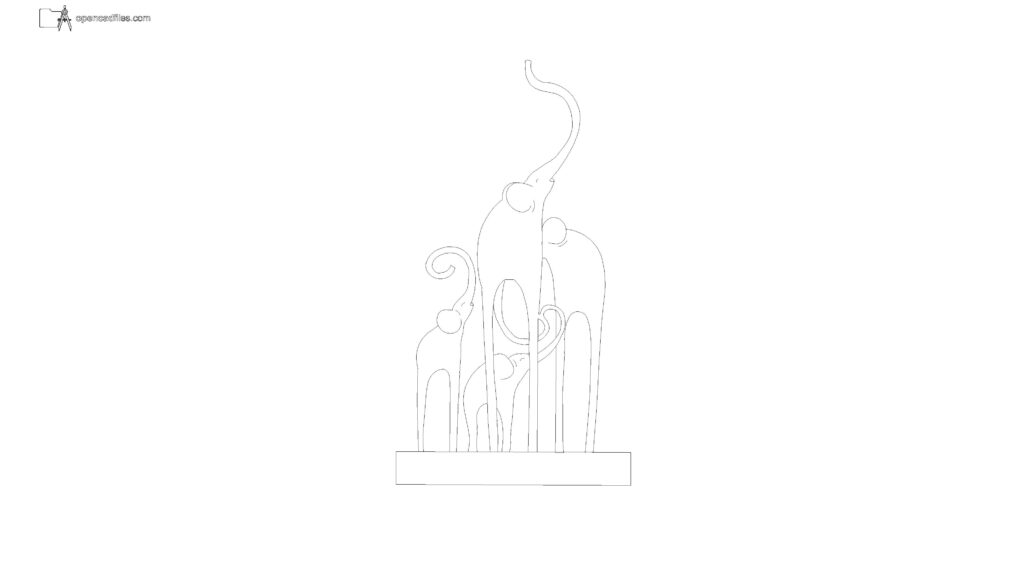 Free Abstract Elephant Sculpture Elevation DWG Download