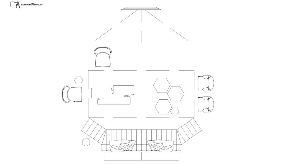 Free Angled Sofa Layout Plan DWG Download