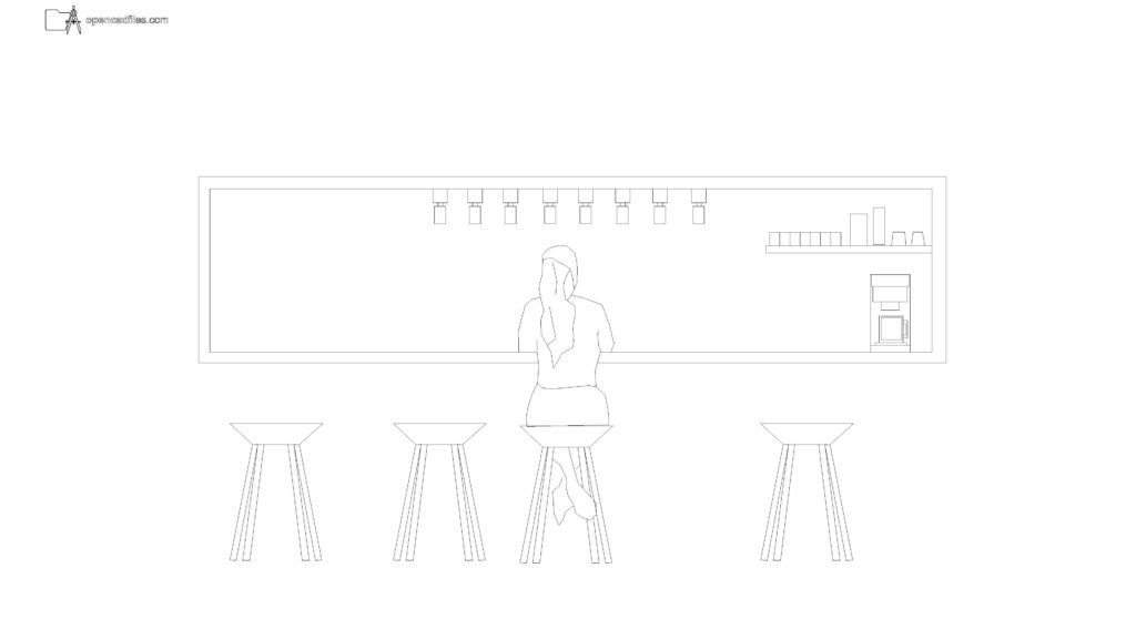 Free Coffee Shop Counter Elevation DWG Download