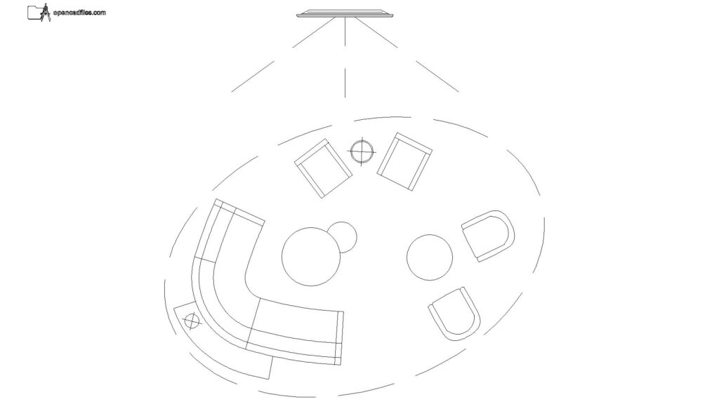 Free Curved Sofa Layout Plan DWG Download