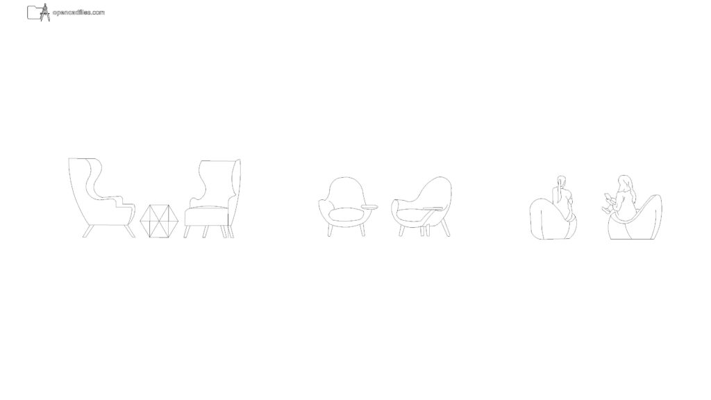 Free Lounge Chair Group Elevation DWG Download