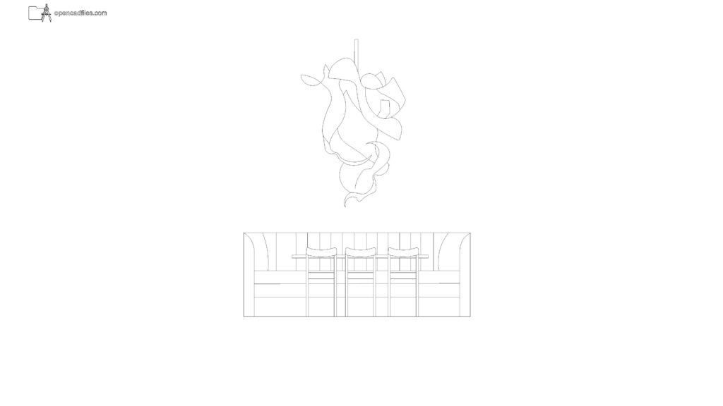 restaurant-booth-front-elevation-with-pendant-light-dwg