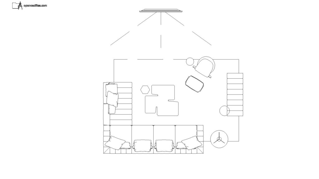 Free Sectional Layout With Ottoman DWG Download
