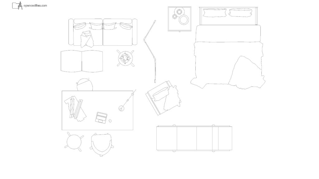 Free Studio Apartment Furniture Plan DWG Download
