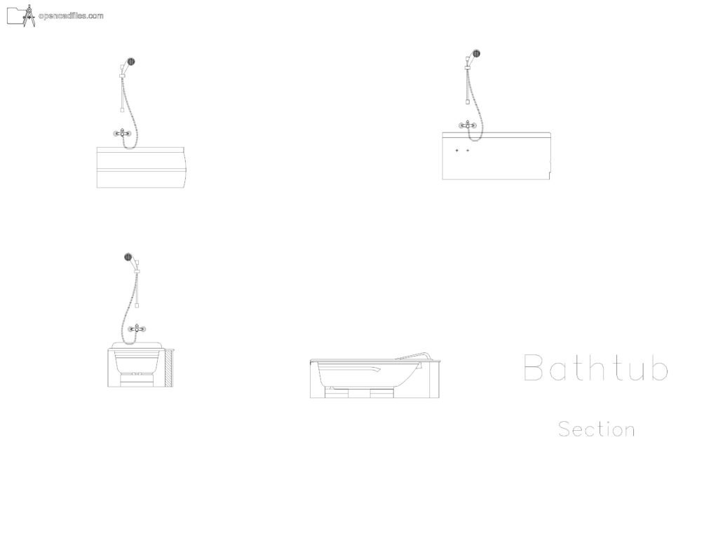 Free Bathtub Longitudinal Section DWG Download