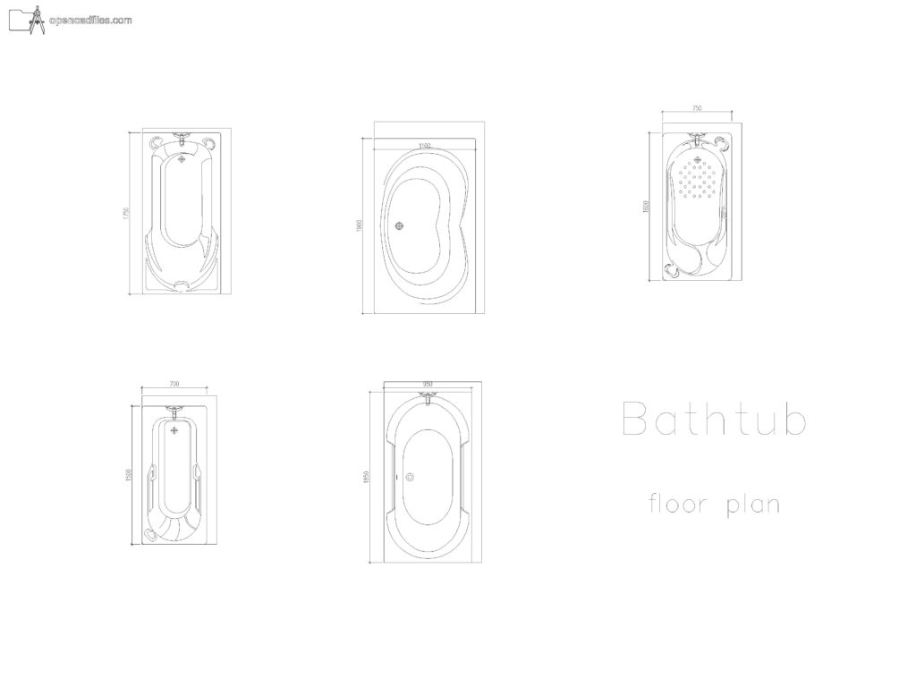 Free Dimensioned Bathtub Floor Plan DWG Download