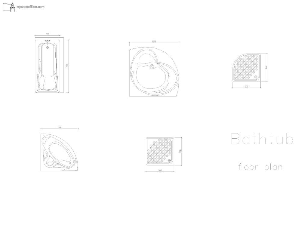 Free Dimensioned Bathtub Plan DWG Download