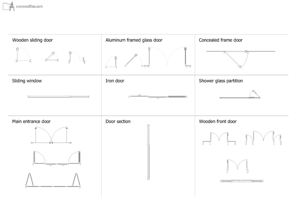 Free Dynamic Wooden Glass Doors DWG Download