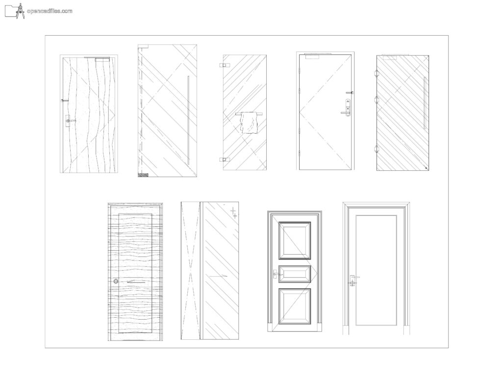 Free Textured Single Door Elevations DWG Download