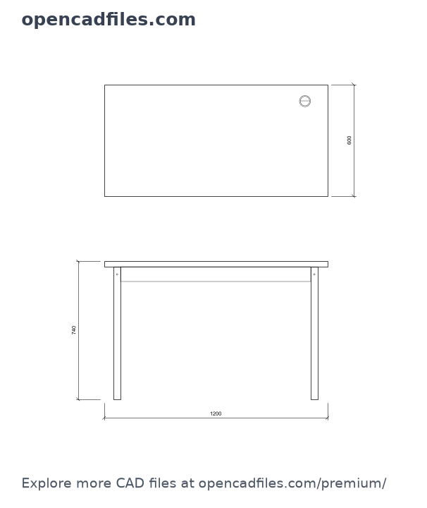 Free Cable Grommet Writing Desk DWG Download