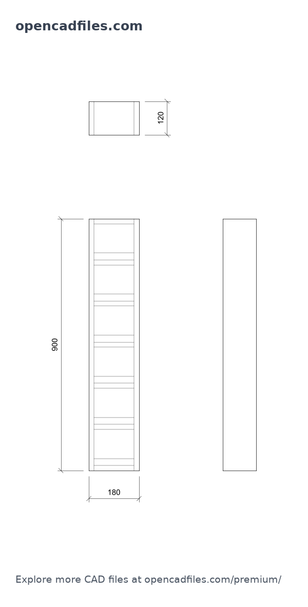 Free Narrow vertical kitchen spice rack with fixed shelves DWG Download