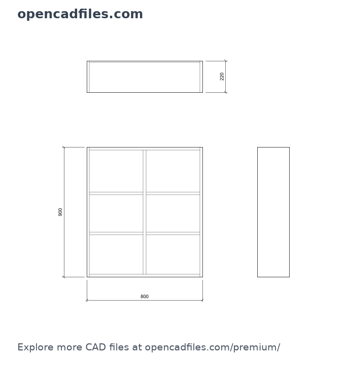 Free Shallow Open Kitchen Pantry Shelf with Back Panel DWG Download
