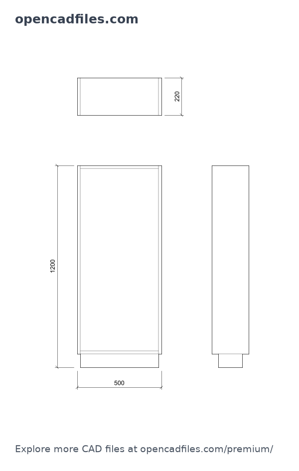 Free Slim Single-Door Shoe Cabinet DWG Download